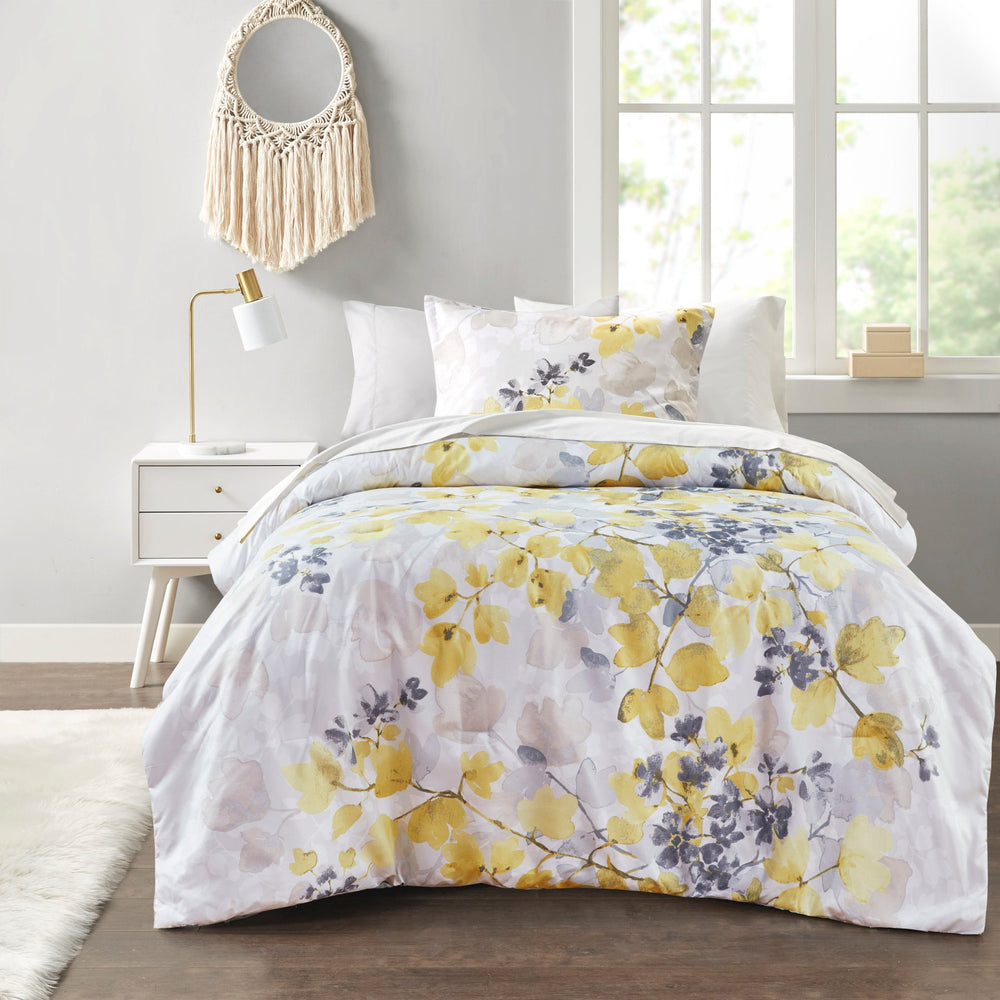 Comforter Set with Bed Sheets Yellow Queen Media 1