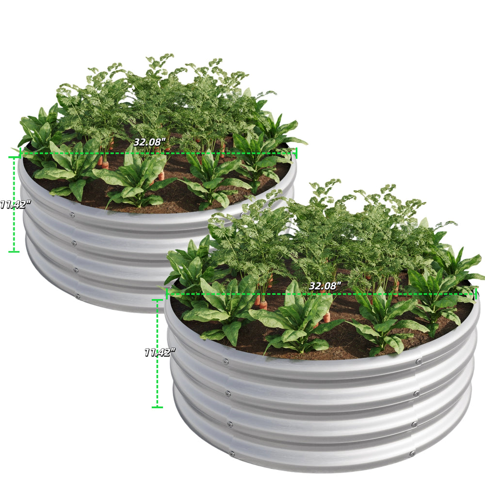 2PCS 32.08'*11.4' Tall Round Raised Garedn Bed,Metal Raised Beds for Vegetables, Outdoor Garden Raised Planter Box, Backyard Patio Planter Raised Beds for Flowers, Herbs, Fruits Silver Media 9