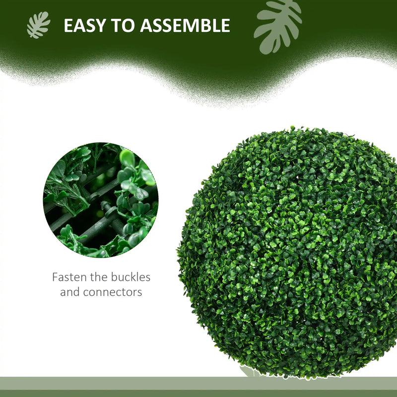 Set of 2 19.75 Inch Artificial Ball Boxwood Topiary Trees Balls, Indoor Outdoor Fake Plants for Home, Office & Living Room Decor