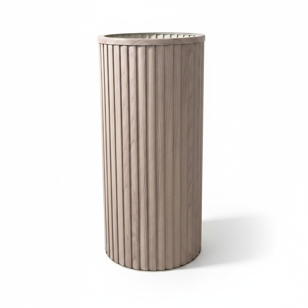 Round Strata Column Planter XL - Ash Brown Media 1