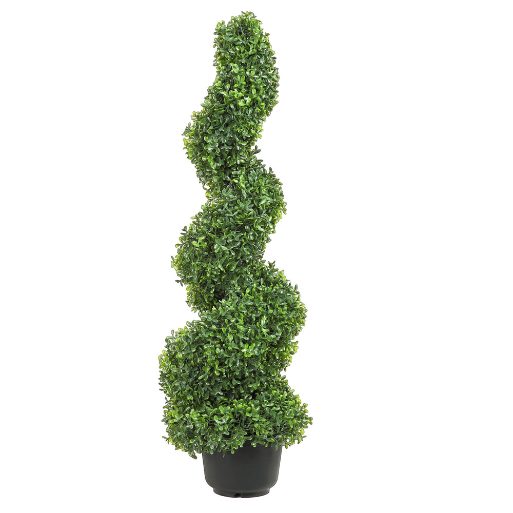 2 pcs. Artificial Boxwood Tower Topiary Spiral Artificial Plant 91cm high Decorative Plant Green Plastic PE Iron Topiary Plants incl. 10 pcs. Replacement Leaves Media 1