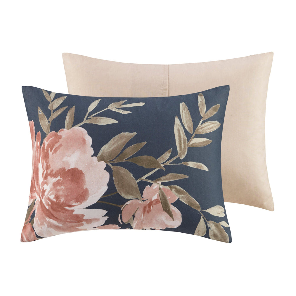 8 Piece Cotton Comforter Set Navy Queen Media 11