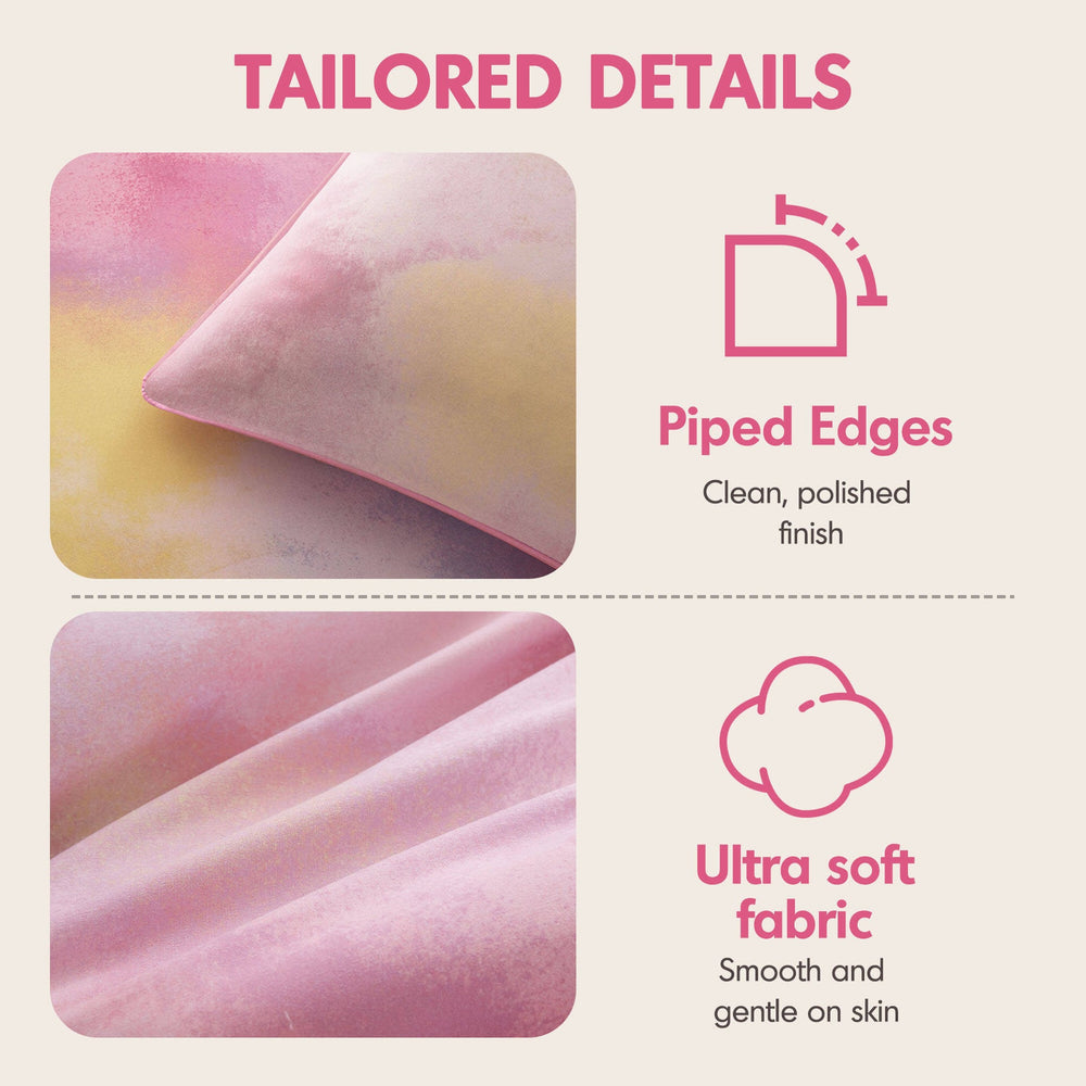 4 Pieces King/Cal King Watercolor Tie Dye Printed Comforter Set with Throw Pillow,Pink Media 7