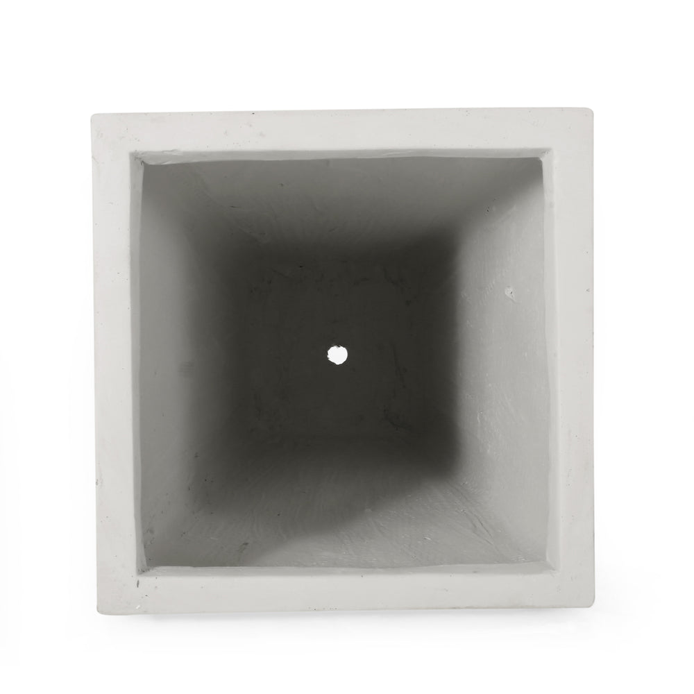 13' Outdoor Modern MGO Small Cast Stone Planter, Matte White Media 6