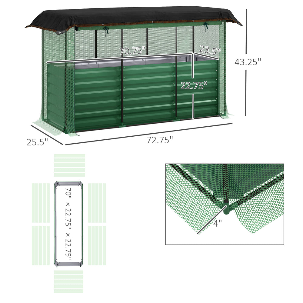 Open Bottom Raised Garden Bed,Galvanized Steel Planter Box,Crop Cage and Shade Cloth with Raised Garden Bed Media 3
