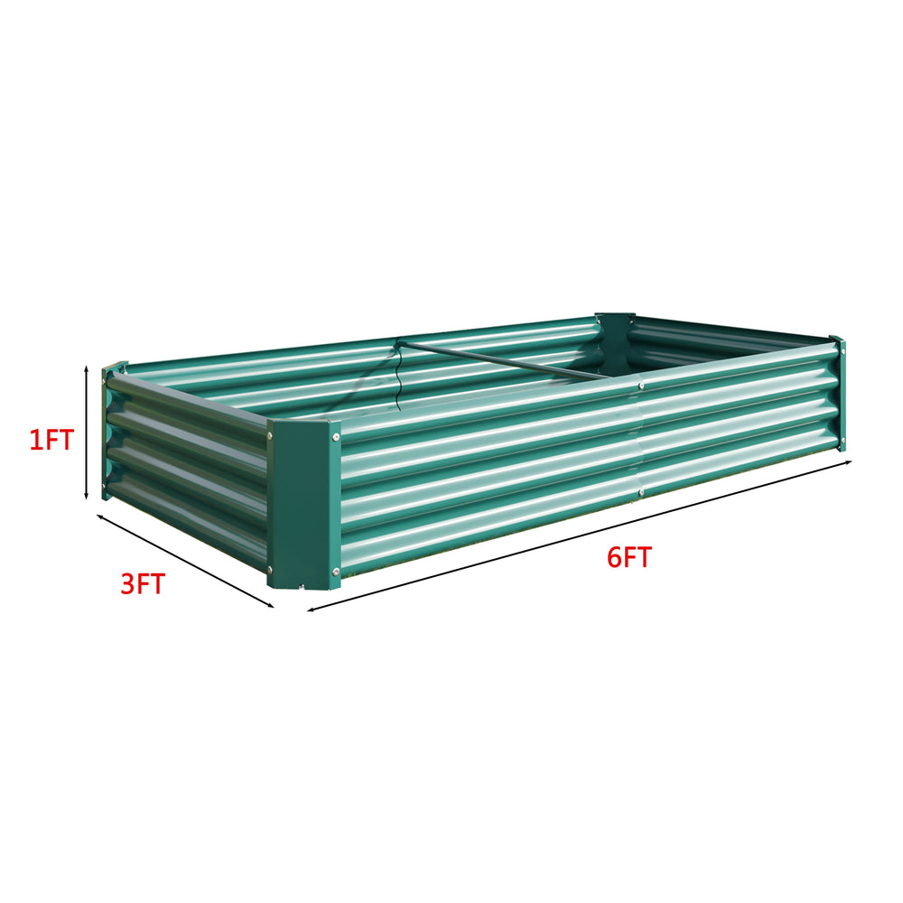2PCS Green 6×3×1ft Metal Raised Rectangle Garden Planter Beds Media 17