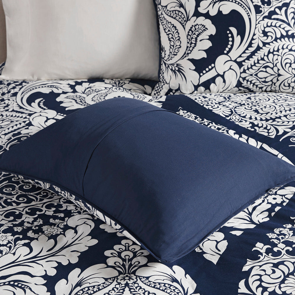 7 Piece Cotton Printed Comforter Set Indigo Queen Media 10