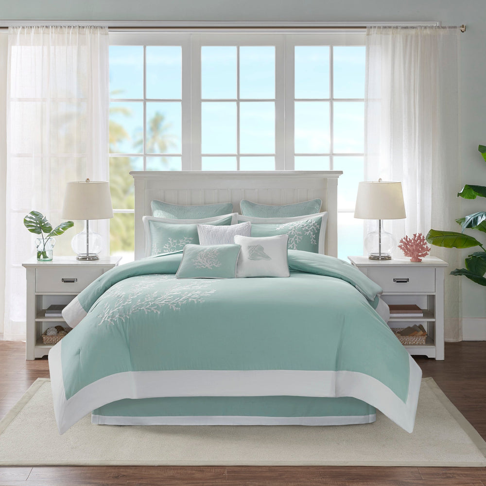 Oversized Cotton Jacquard Comforter Set Aqua Queen Media 9