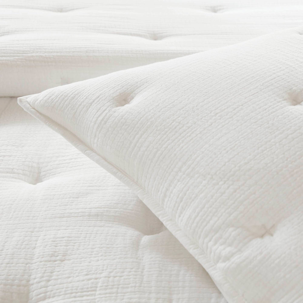 3-Piece Full/Queen Cotton  Embroidered Quilt Set,White Media 15