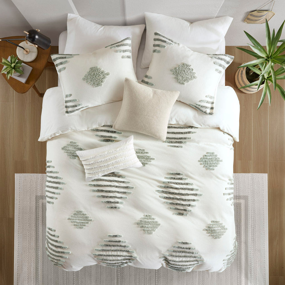 King/Cal King 3 Piece Cotton Blend Chenille Duvet Cover Set Media 9
