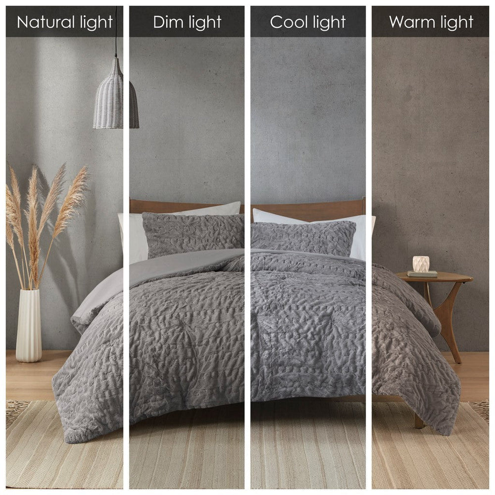 King/Cal King Ruched Fur Down Alternative Comforter Set Media 9