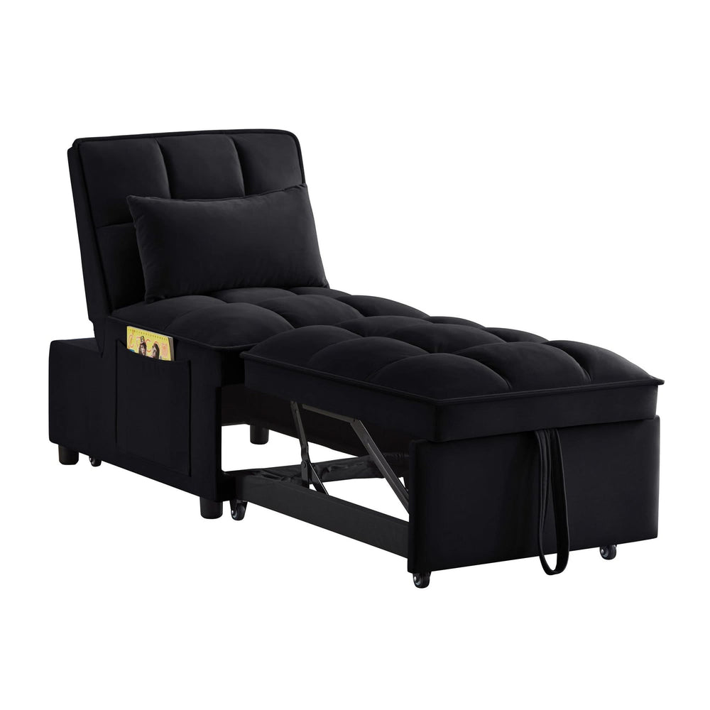 Velvet Sofa Bed Convertible Chaise Lounge Black Living Room American Design Media 10