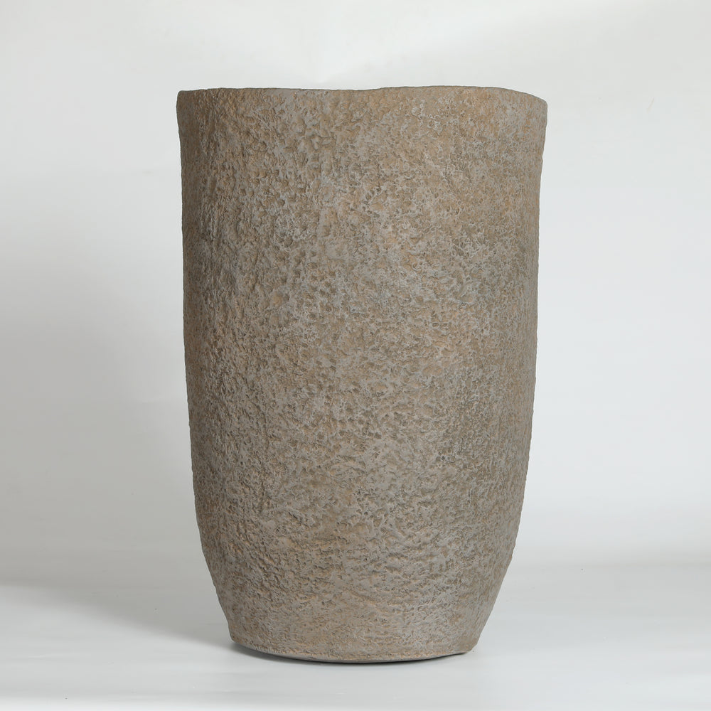Round Concrete Planter Set of 2, Large Outdoor Indoor Handmade Rustic Decorative Planter Pots Containers with Drainage Holes for Home Garden Patio, 14' x 22' & 17' x 26' (Coffee) Media 20
