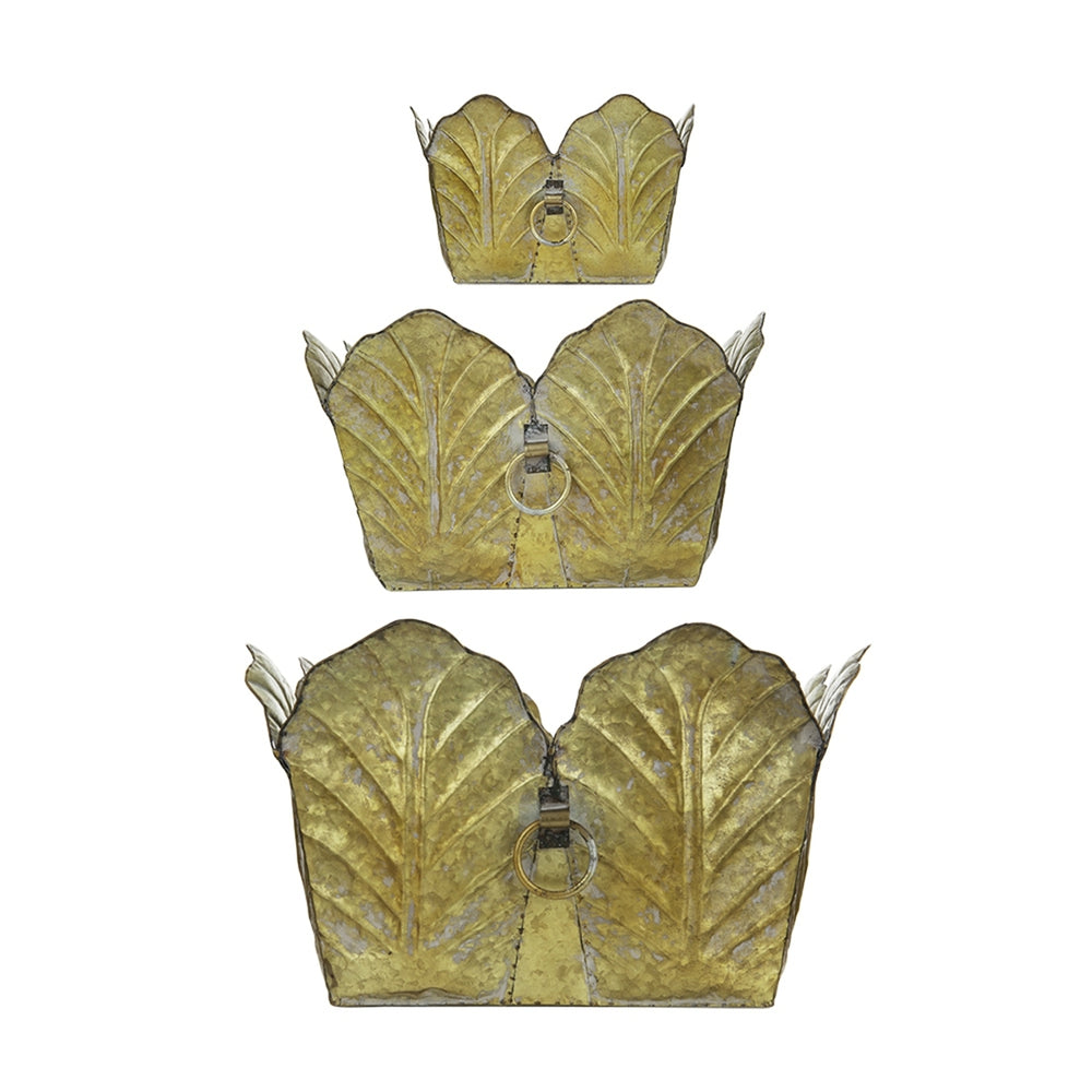 Set of 3 Rustic Wall Metal Planter, L:21.7x8.7x8' M:21.3x8x7.7' S:18x7x7' Media 4
