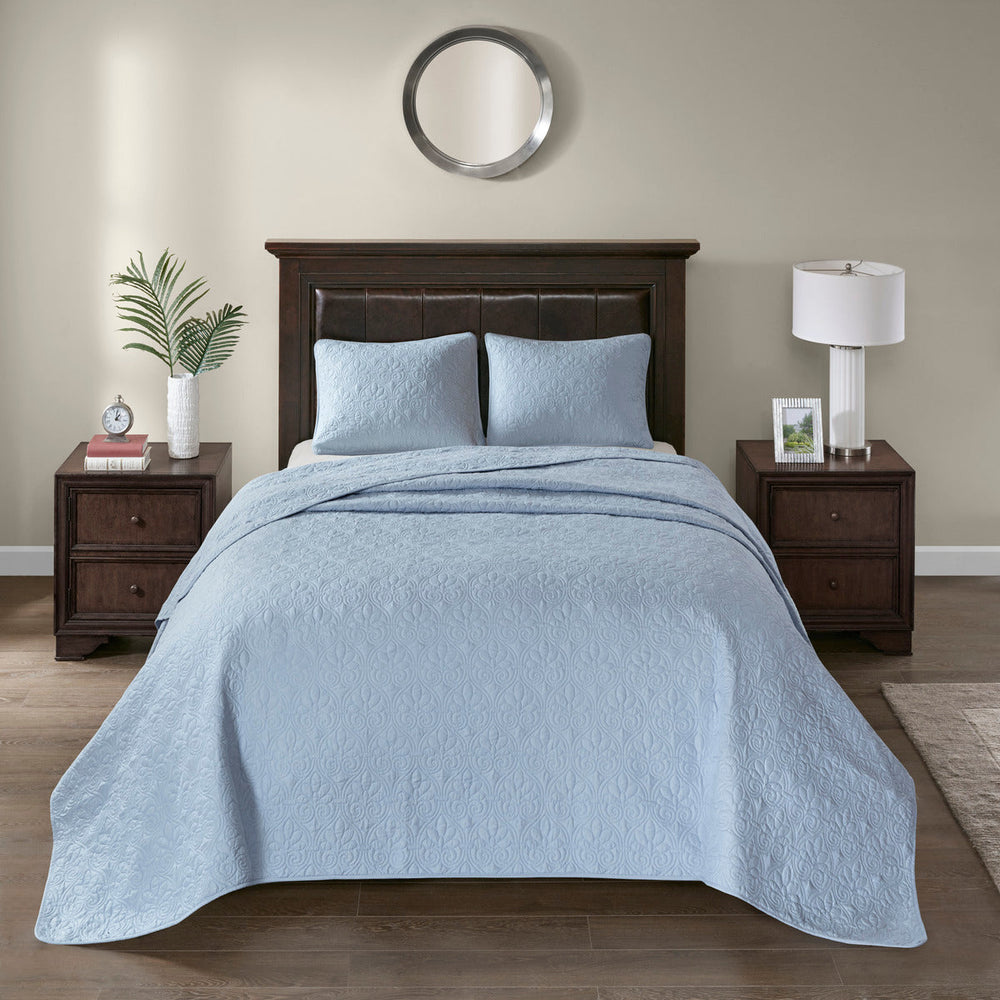 Reversible Bedspread Set Blue King Media 2