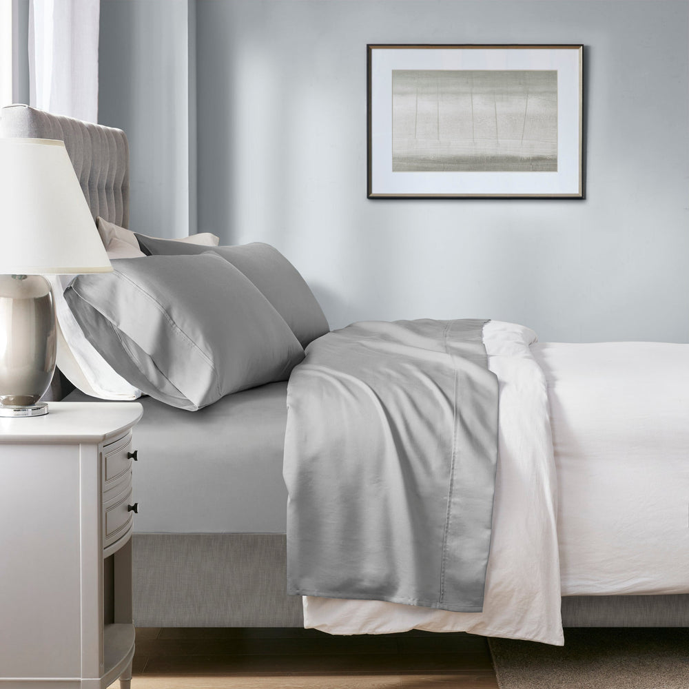 4-Piece Full HeiQ Smart Temperature Cotton Blend Sheet Set, Grey Media 1