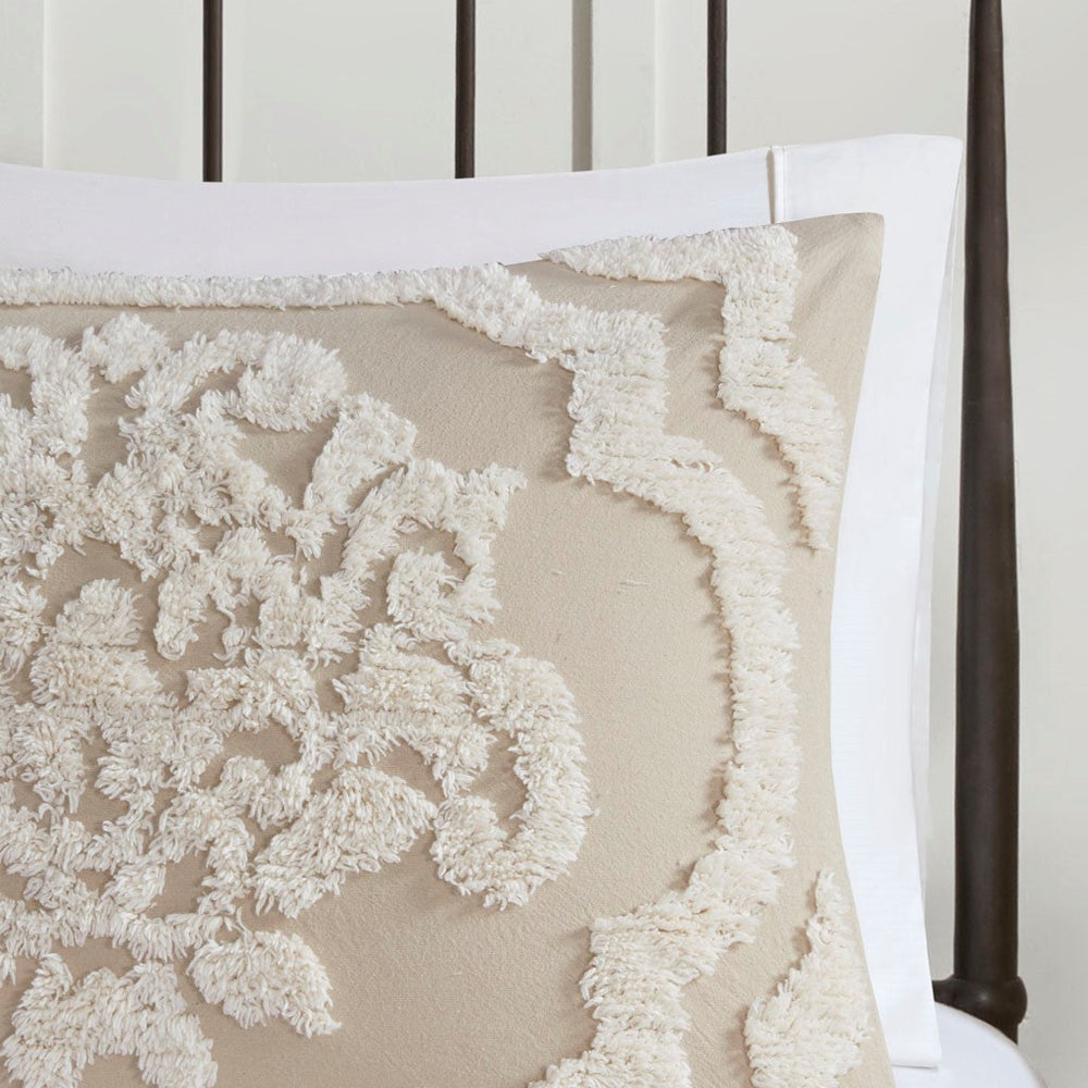 Full/Queen 3 piece Tufted Cotton Chenille Damask Duvet Cover Set Media 8