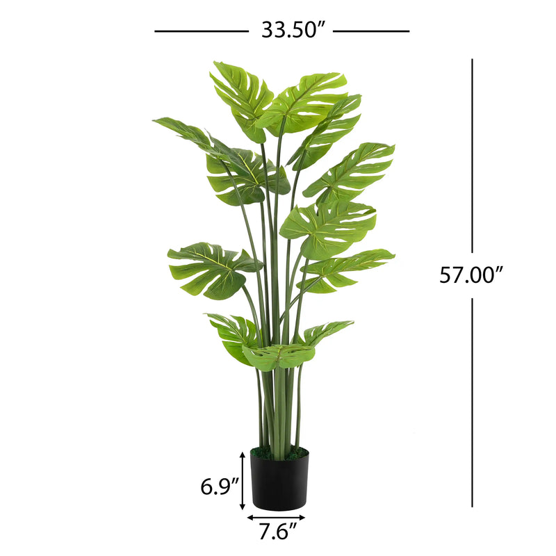 57' Artificial Monstera Deliciosa Plant with Black Plastic Pot