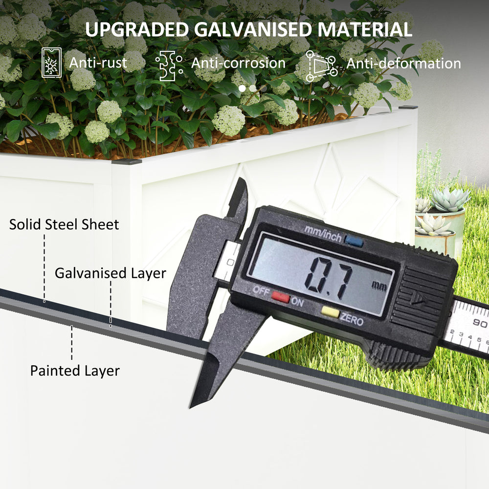 Outsunny Galvanized Raised Garden Bed with Trellis for Climbing Vines Vegetables Flowers, Outdoor Planter Box, 35.4' x 15.7' x 47.2', White Media 6