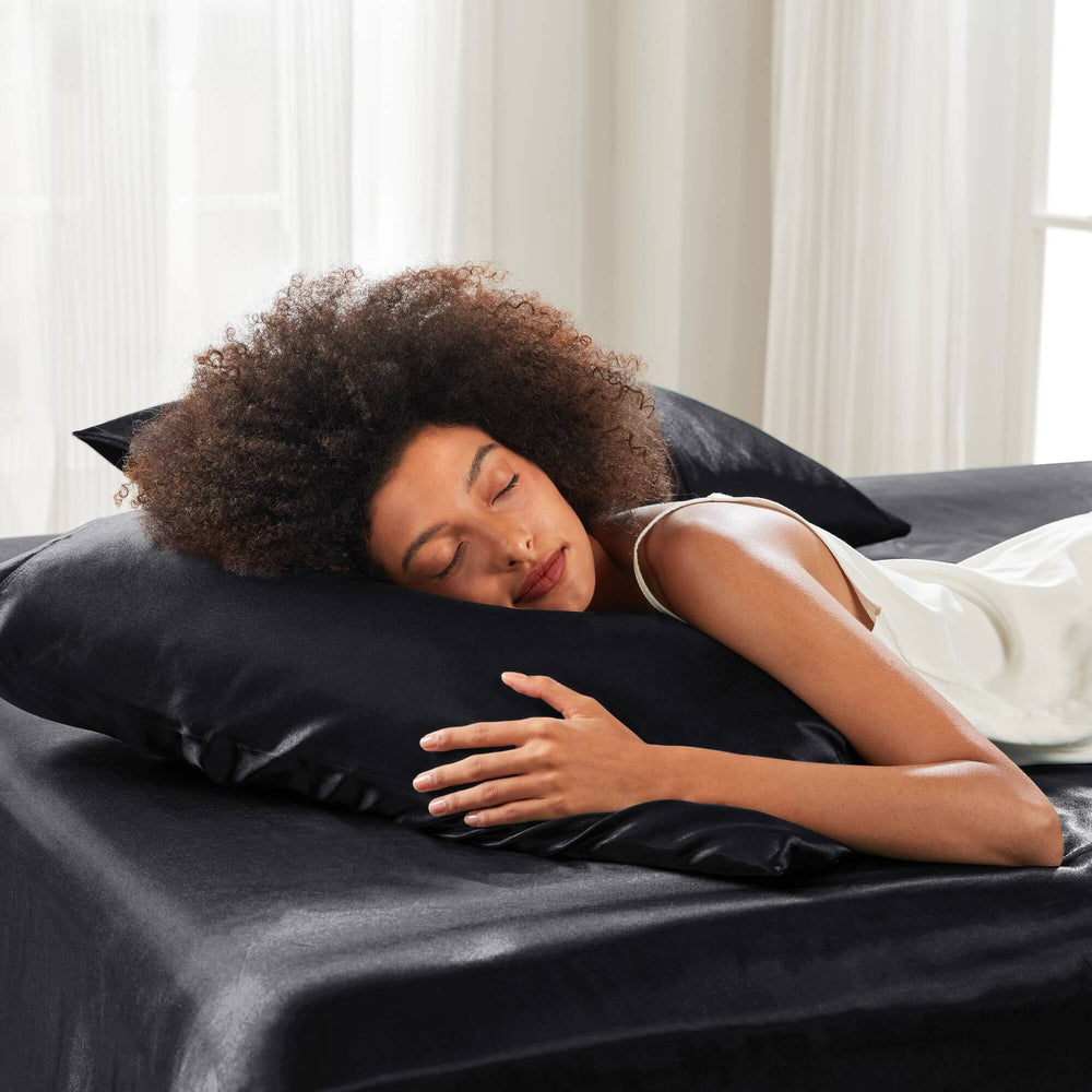 4 PCS Twin Luxury Sheet Set Black Media 17