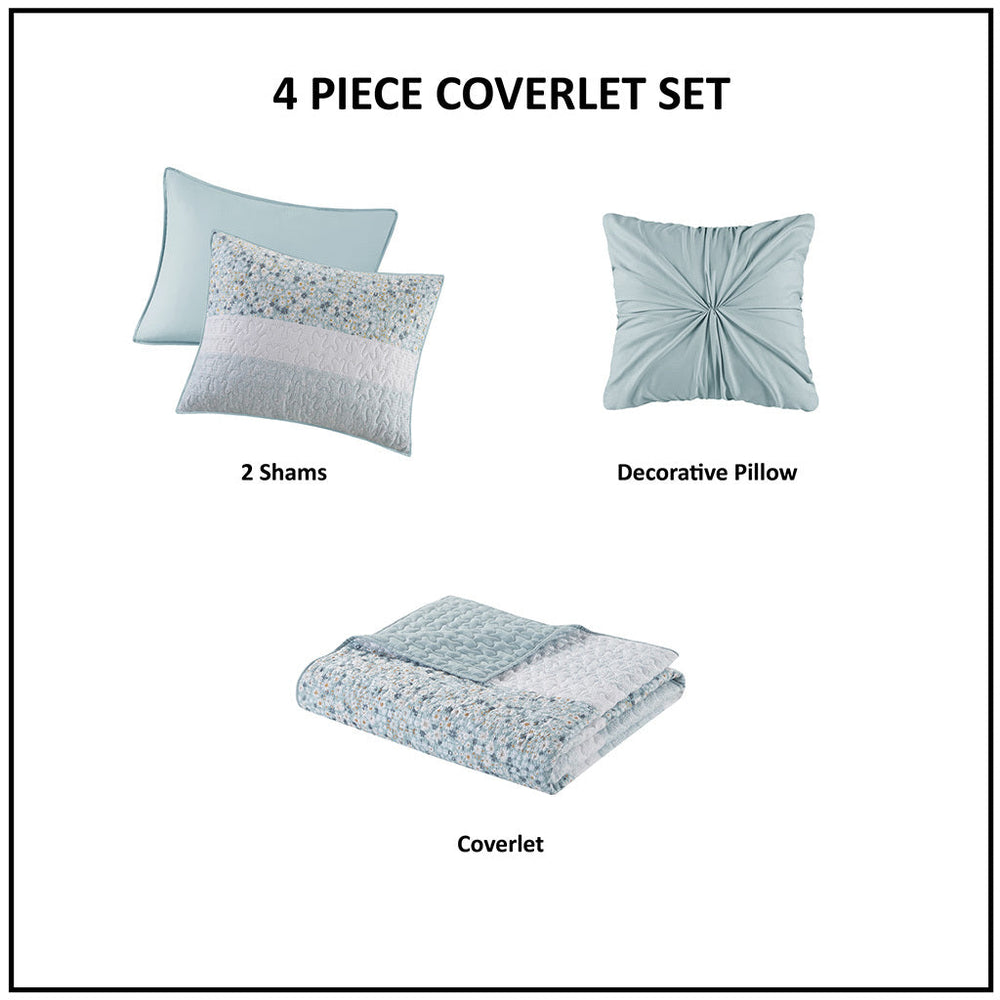 King/Cal King 4 Piece Seersucker Quilt Set with Throw Pillow Media 2