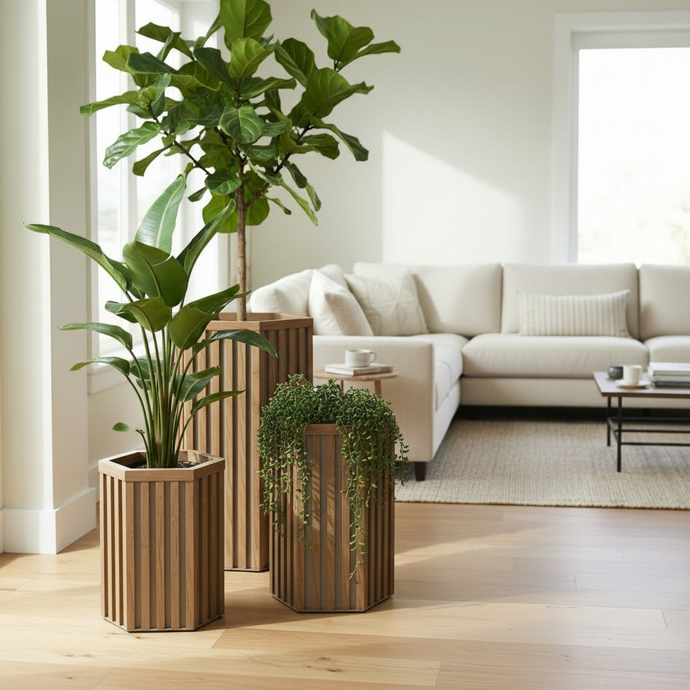 Hexagon Column Planter MD - Medium Brown Media 5
