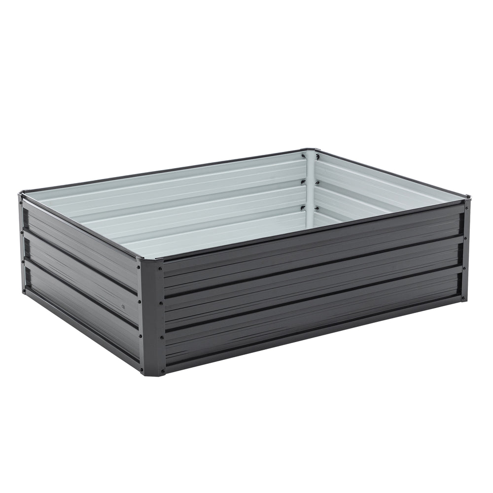 4x3x1ft Metal Raised Garden Bed,Deep Root Outdoor Galvanized Planter Box,Patio Kit Planting Beds for Vegetables Flowers Herb,Black Media 9