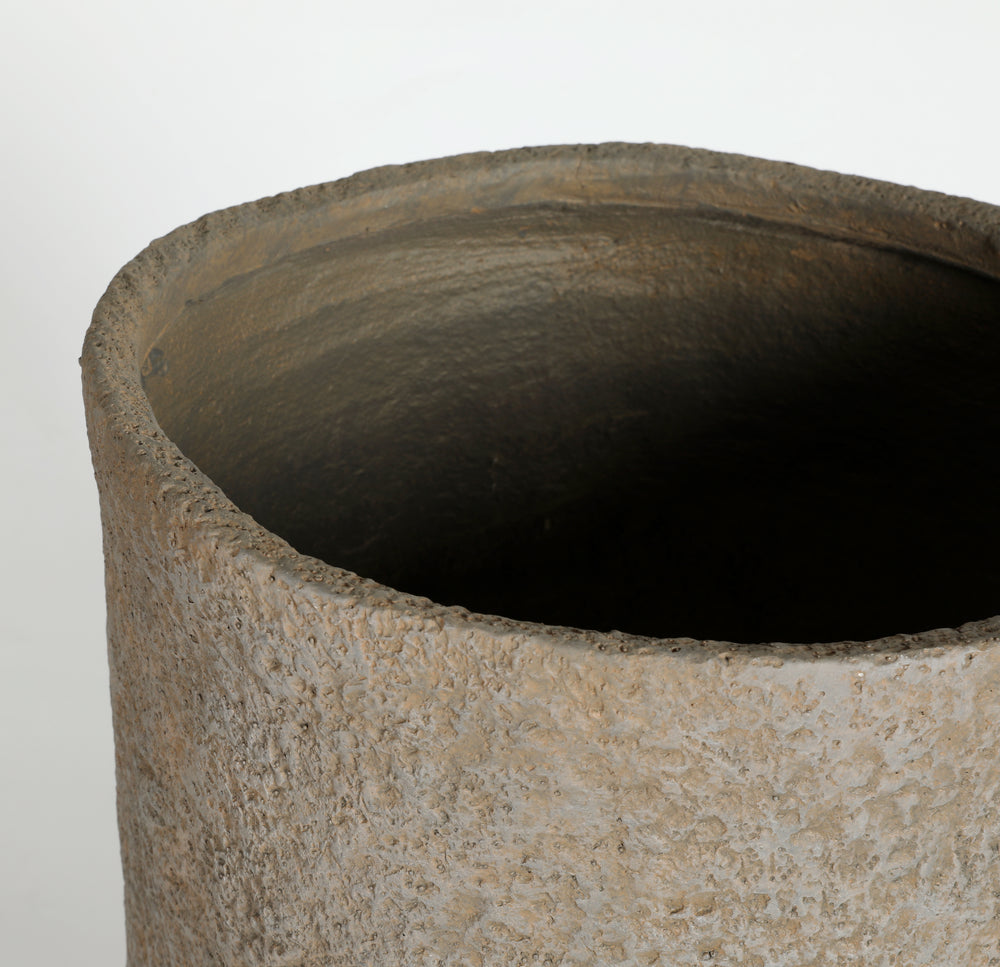 Round Concrete Planter Set of 2, Large Outdoor Indoor Handmade Rustic Decorative Planter Pots Containers with Drainage Holes for Home Garden Patio, 14' x 22' & 17' x 26' (Coffee) Media 6