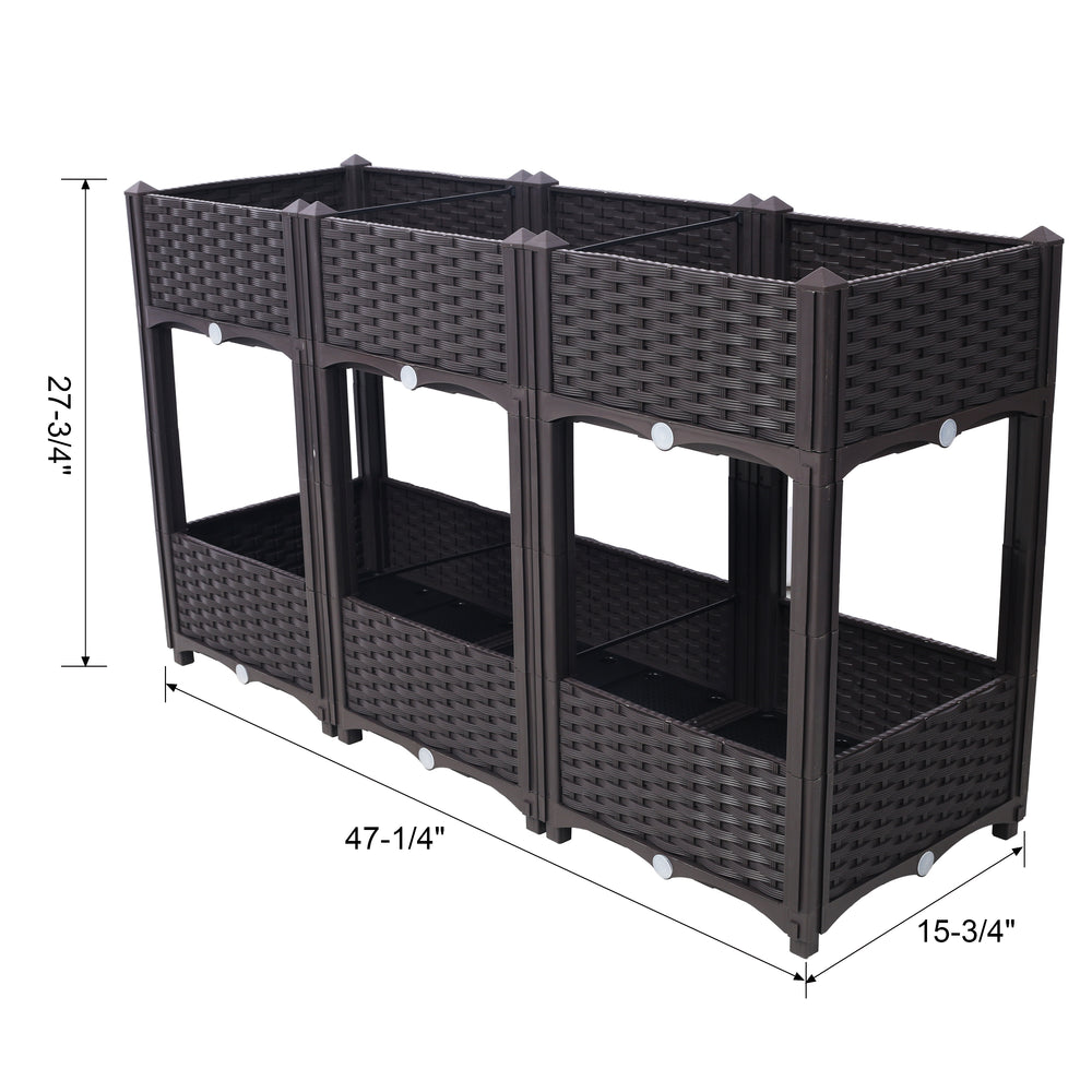 Planter Raised Beds - Elevated Planter Garden Box with Drainage Plug Raised Garden Beds for Vegetable/Flower/Herb Outdoor Standing Planter Beds Gardening Kit,Brown,47.2'x15.7'x27.7' Media 11