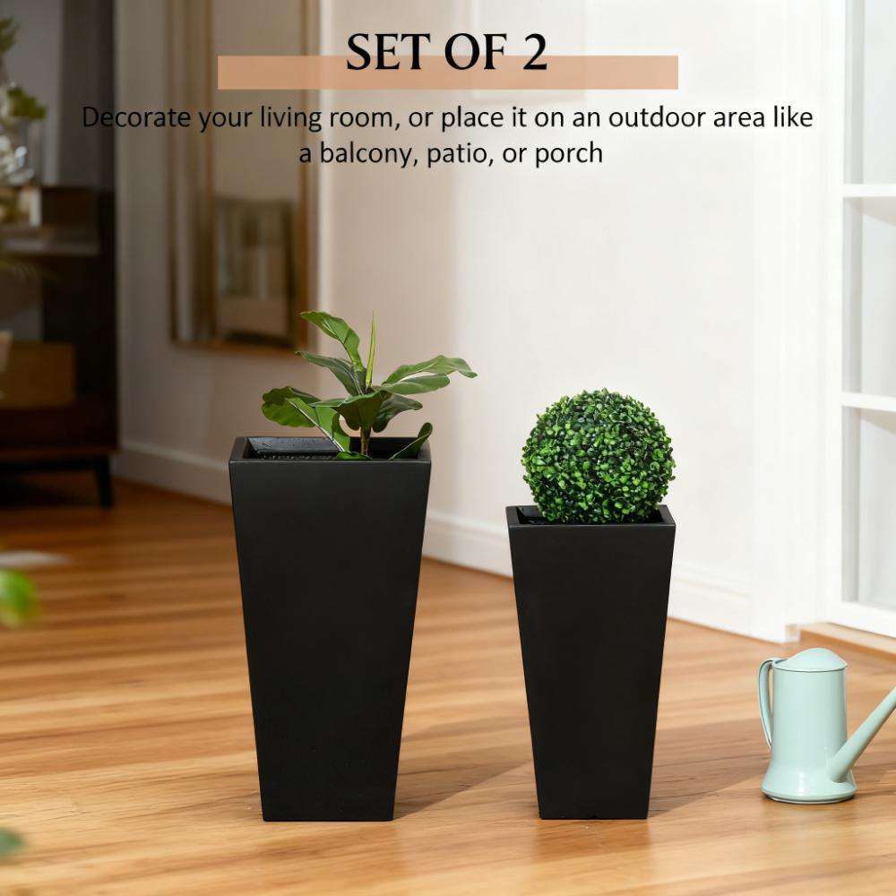Tall Plant Pot,2-Pack Outdoor Planter Set,Flower Pots with Drainage Holes,for Porch,Entryway,Patio,Yard,Garden Media 6