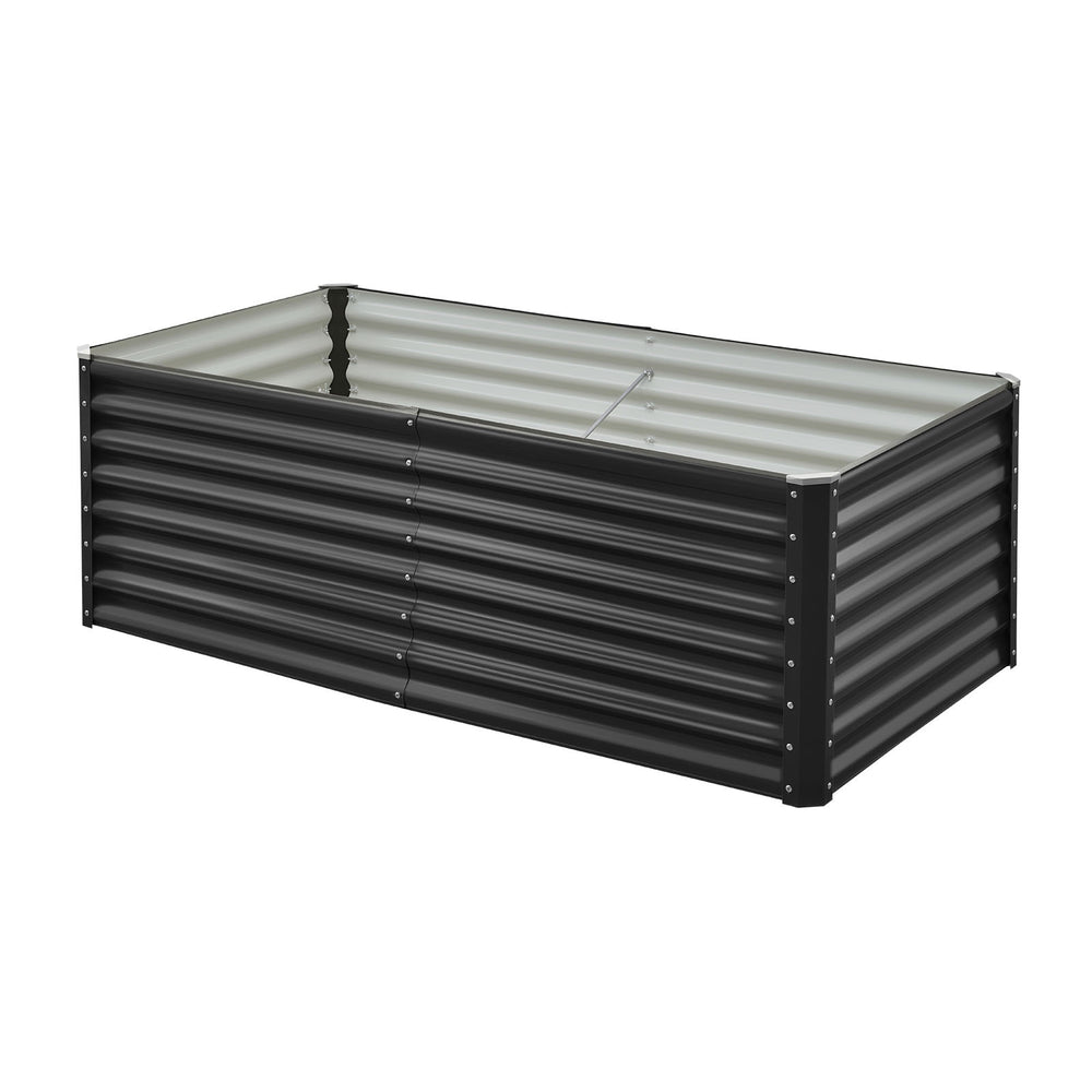 Metal Raised Garden Bed, 6 x 3 x 2 ft Outdoor Galvanized Planter Garden Box, Open Bottom Design, Large Planter Raised Bed for Growing Vegetables, Flowers, Herbs, and Succulents, Dark Gray Media 1