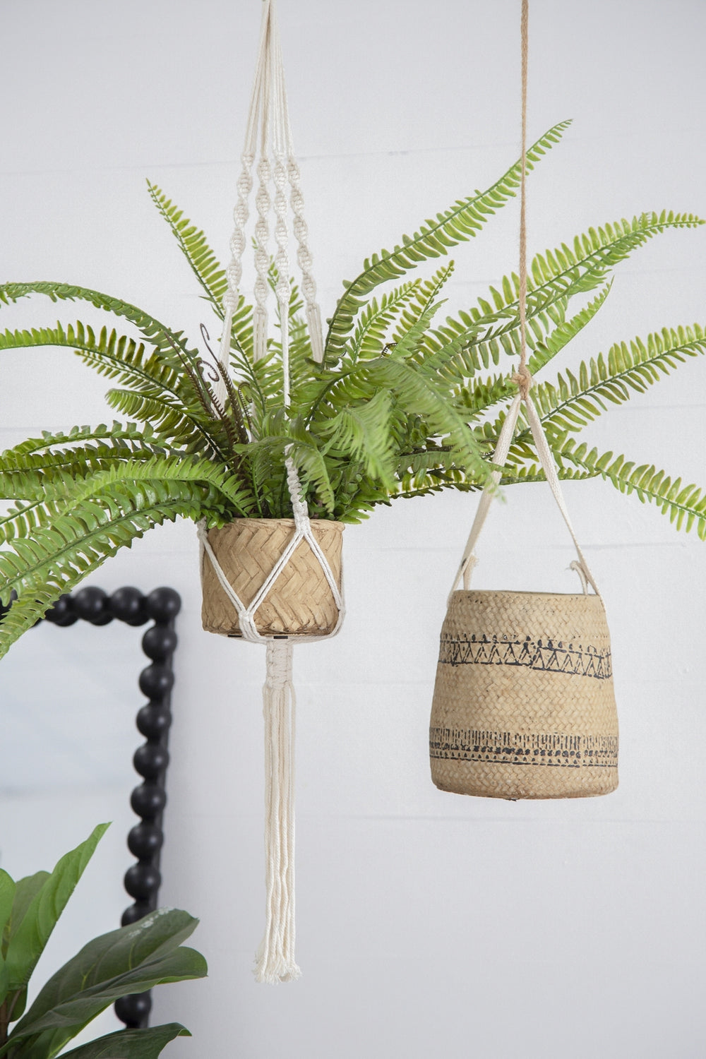 Set of 2, 5x5x4.5' Hanging Planter With Cotton Hanger, Bohemian Style Media 16