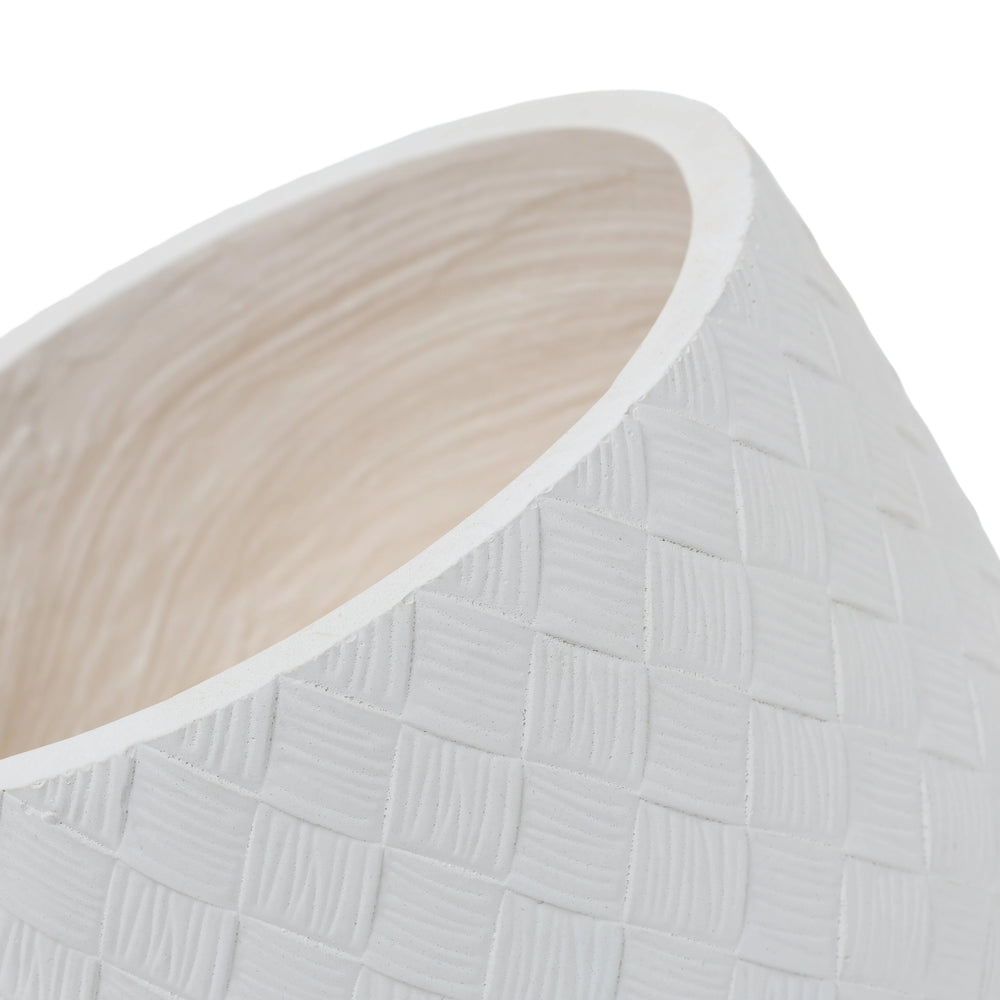 Assorted Sizes Magnesium Oxide Round Planter,21.65''+14.17''+8.66'' Dia Set of 3 Planter,Outdoor Indoor Plant Pot with Drainage Hole, White Color  with Weaving Pattern Planter for Home Garden Patio Media 8
