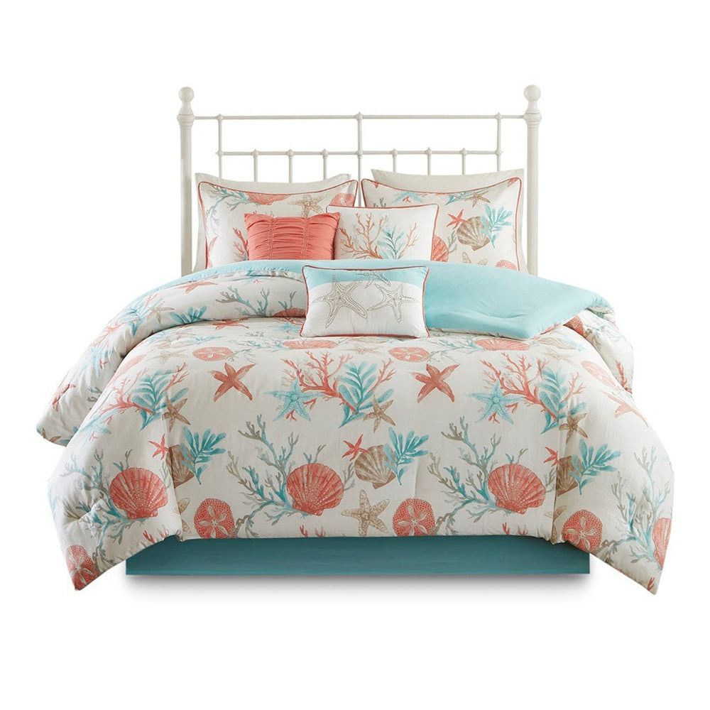 7 Piece Cotton Sateen Comforter Set Coral Cal King Media 11