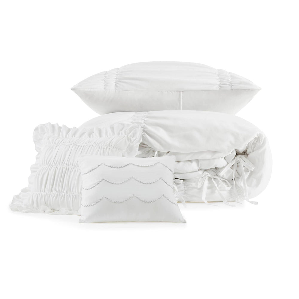 4 Pieces Twin/Twin XL Comforter Set,White Media 3