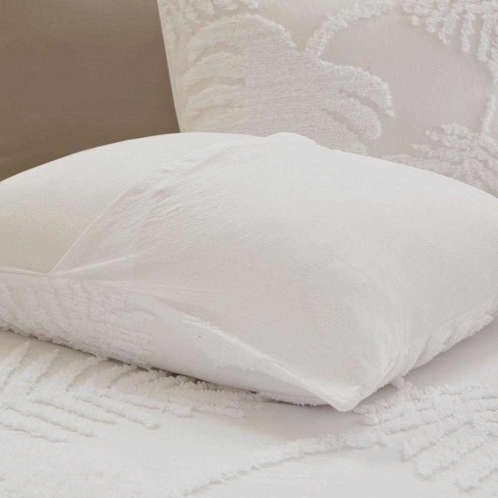 3 Piece Tufted Cotton Chenille Palm Comforter Set Off-White Full/Queen Media 7