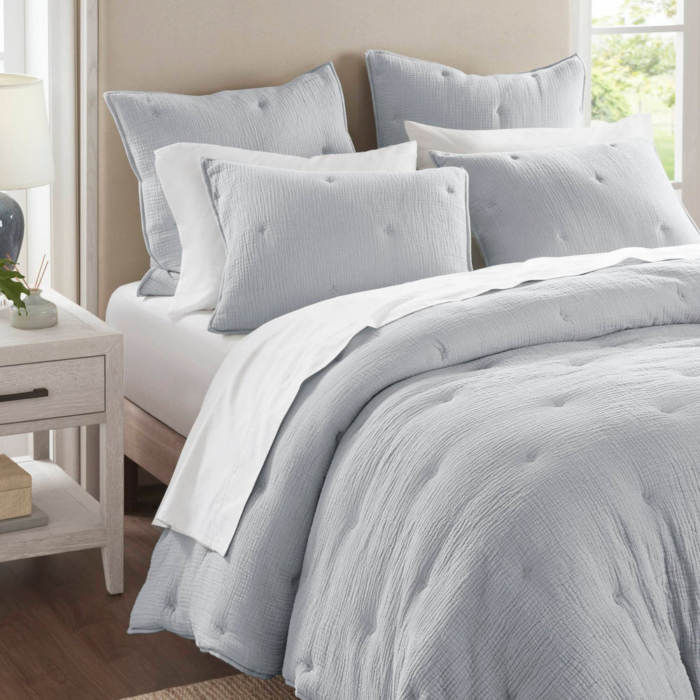 3-Piece Full/Queen Cotton  Embroidered Quilt Set,Blue Media 19