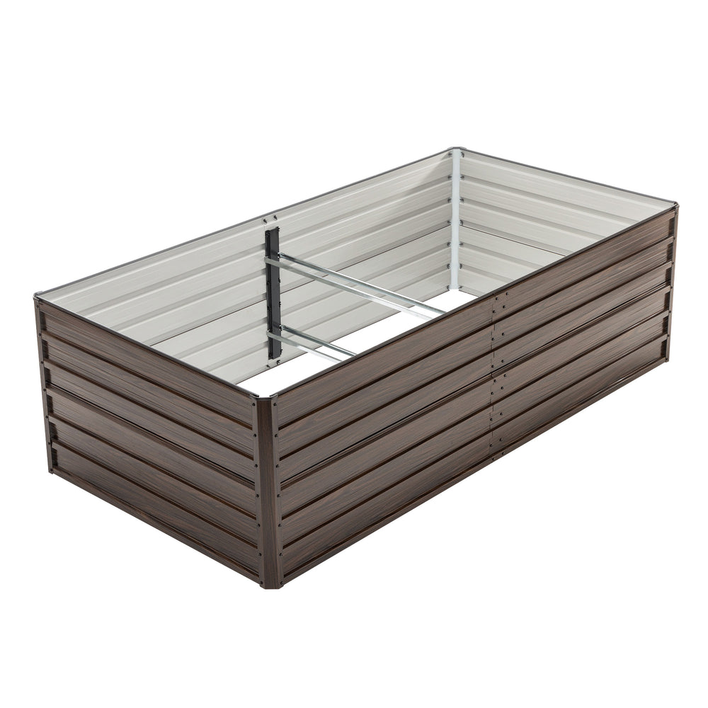Woodgrain Aesthetic & Metal Strength: 8x4x2FT Galvanized Raised Garden Bed Kit - Large Outdoor Planter Box for Veggies, Fruits, Herbs Media 8