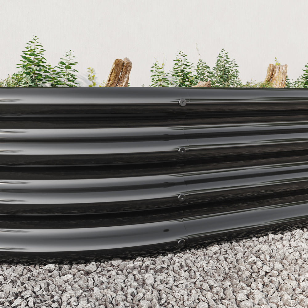 Raised Garden Bed Outdoor,   Oval Large Metal Raised Planter Bed for for Plants, Vegetables, and Flowers - Black Media 7