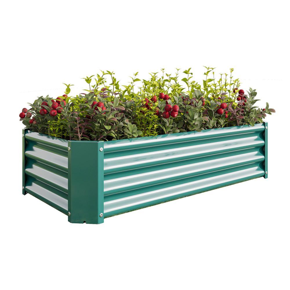 2PCS Green 4×2×1ft Metal Raised Garden Bed, Rectangle Raised Planter for Flowers Plants, Vegetables Herb Media 15