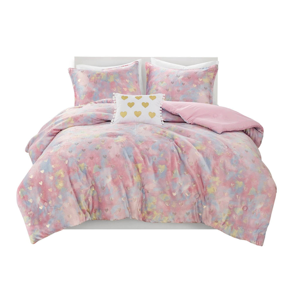Metallic Printed   Comforter Set with Throw Pillow Full/Queen Media 3