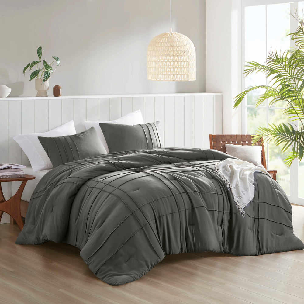 3-Piece Cal King Soft Washed Pleated Comforter Set Media 2