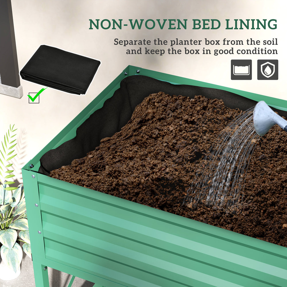 Spacious Gardening Bed,Metal Planter Box,Galvanized Raised Garden Bed,with Legs,Storage Shelf and Bed Liner Media 6