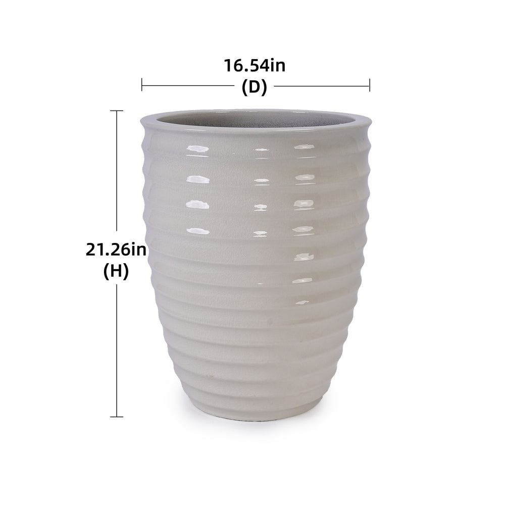 Ceramic Flowerpot, Modern Planter for Patio, Garden, Windowsill - Milk White Media 3
