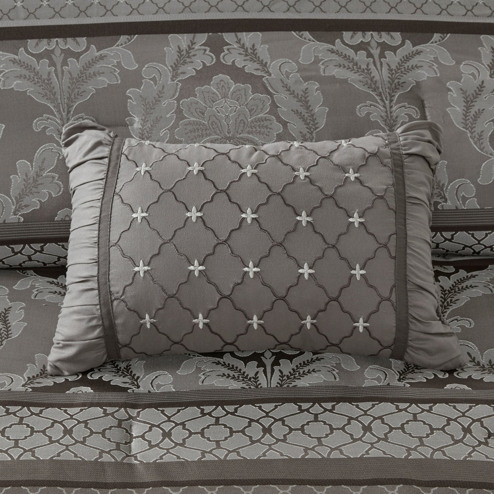 7 Piece Jacquard Comforter Set Grey King Media 3