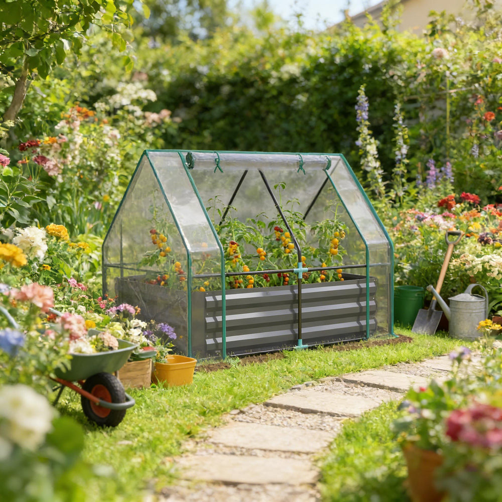 2-in-1 Raised Planter Greenhouse,Raised Garden Bed,Planter Raised Bed Media 7