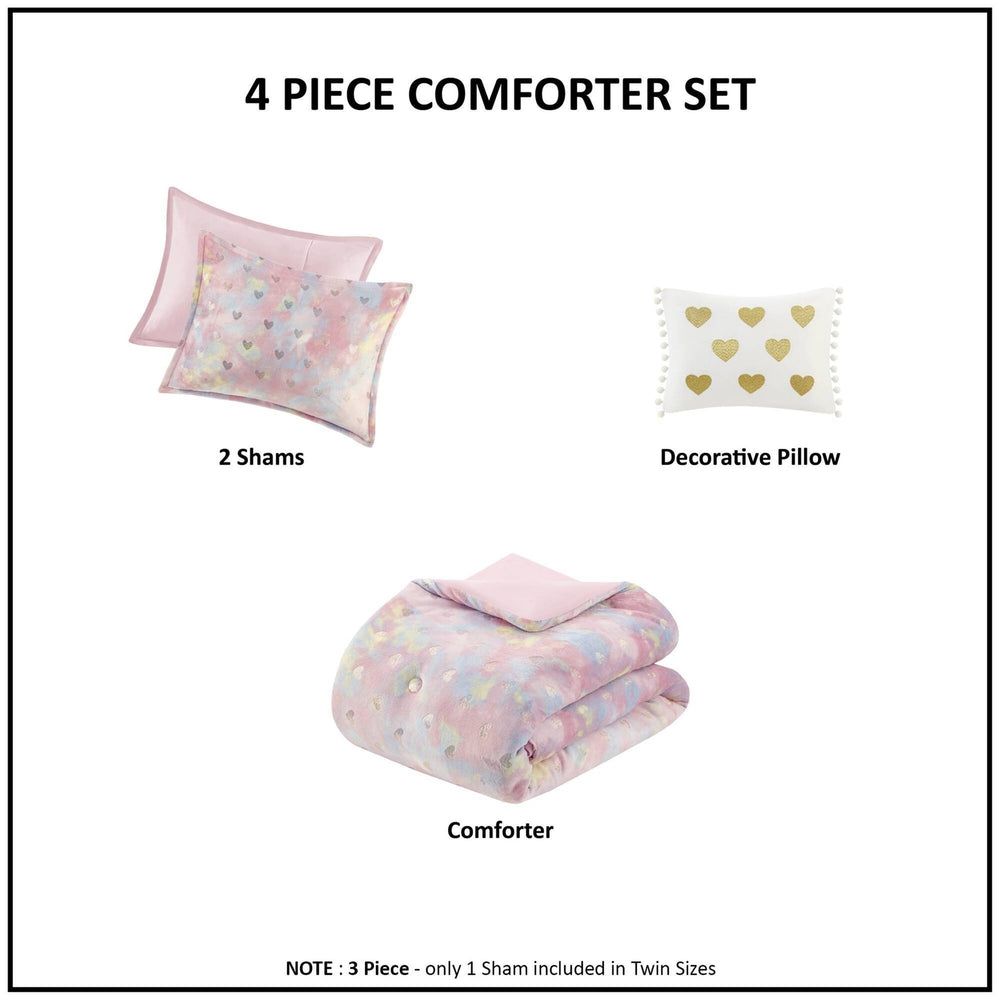 Metallic Printed   Comforter Set with Throw Pillow Full/Queen Media 9