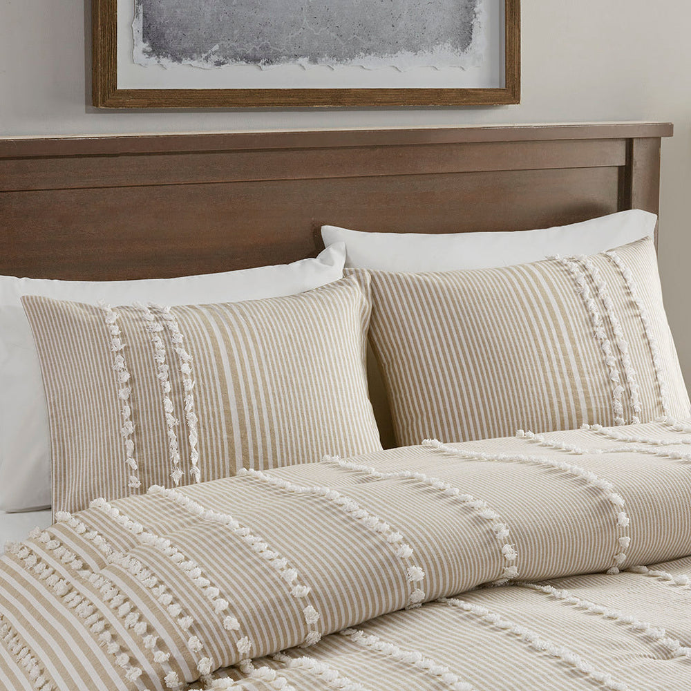 King 3 Piece Cotton Yarn Dyed Comforter Set Media 7