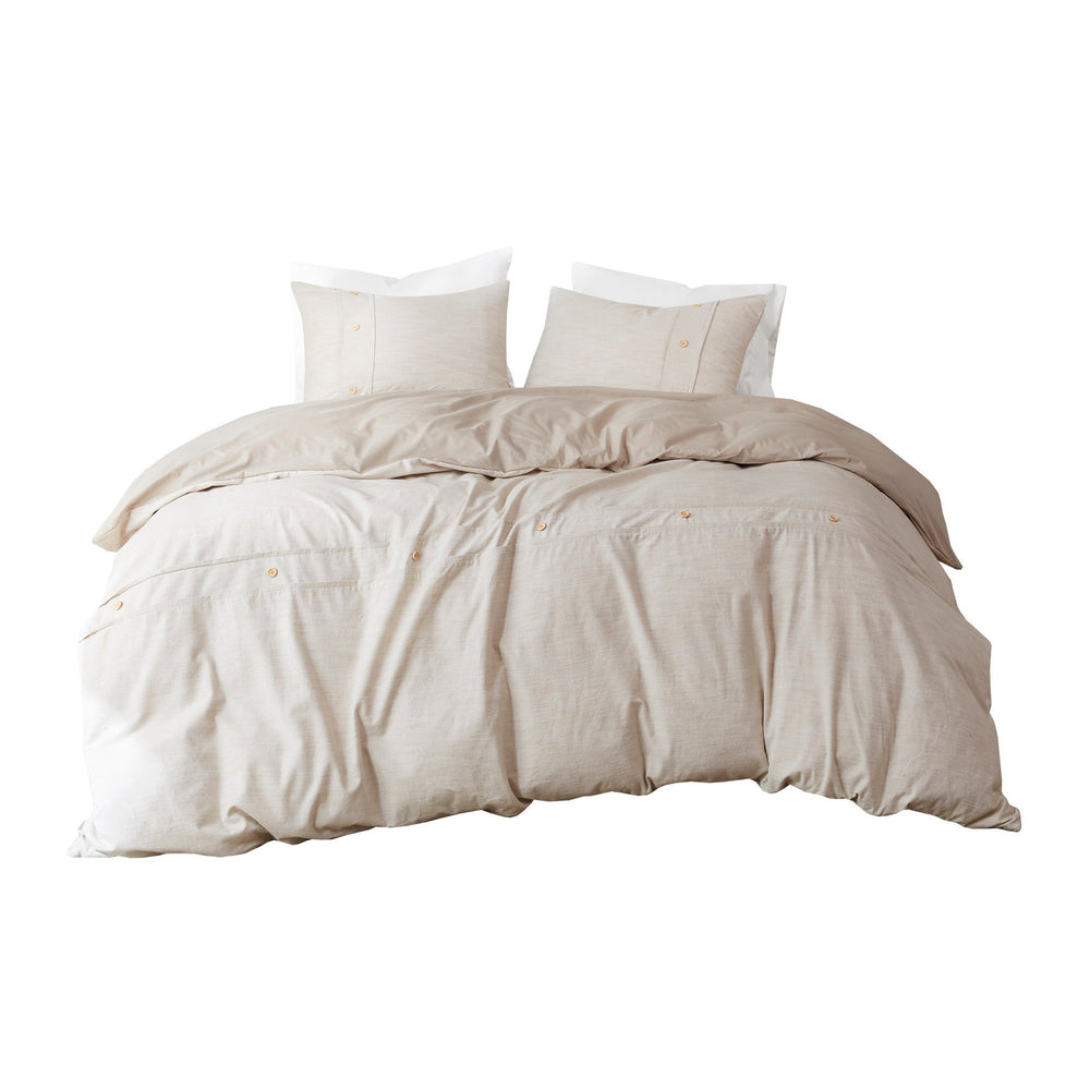 3 Piece Organic Cotton Oversized Duvet Cover Set Natural King/Cal King Media 10