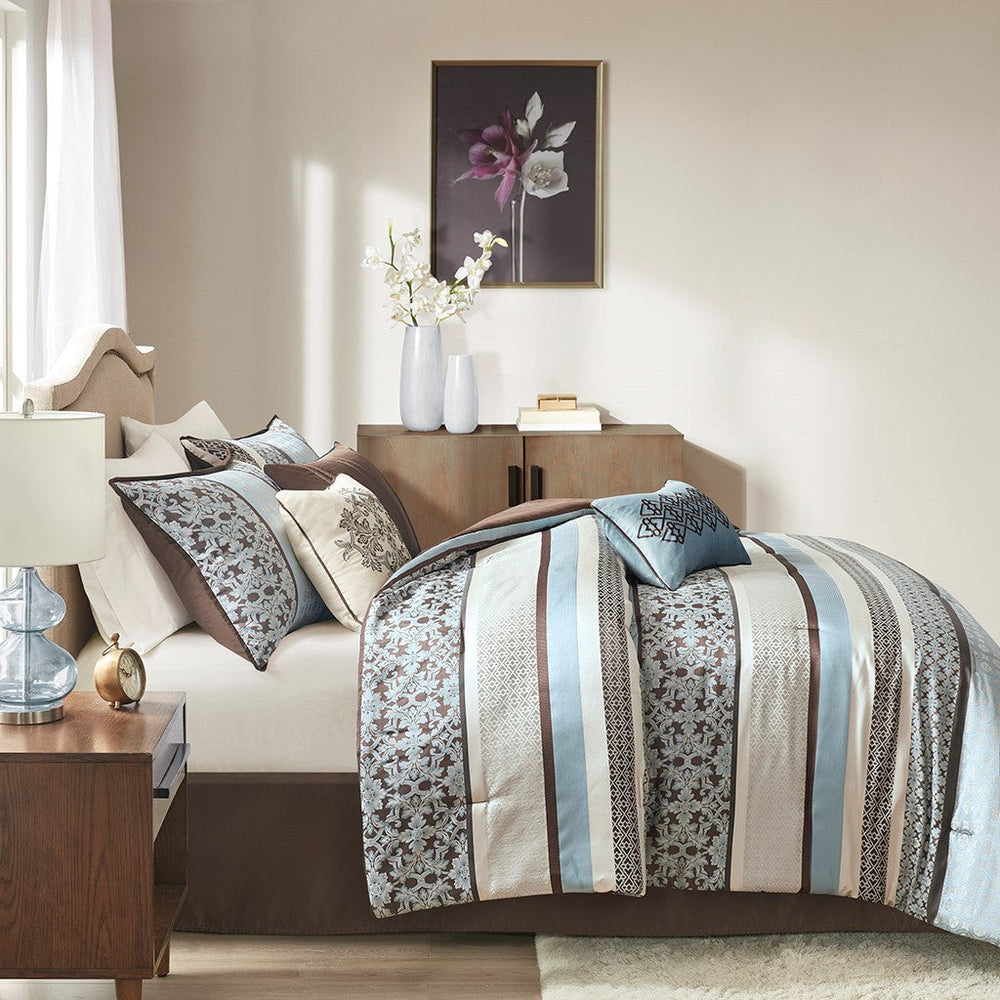 7 Piece Comforter Set Blue Cal King Media 14
